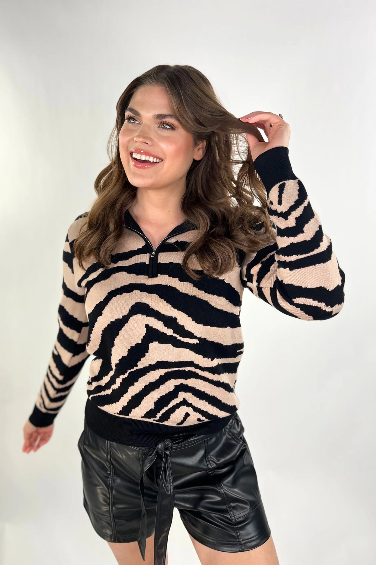 Zuri Zebra Quarter Zip Pullover