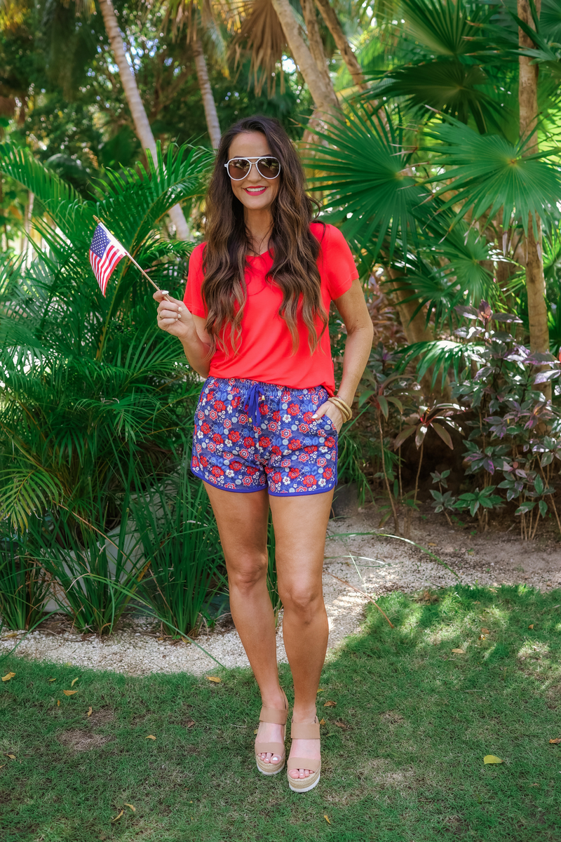 American Honey Floral Drawstring Everyday Shorts